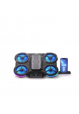 2E Gaming Підставка для ноутбука CPG-008, до 15.6", 2xUSB-A, LCD/phone holder/semiconductor cooling pad, RGB, чорний