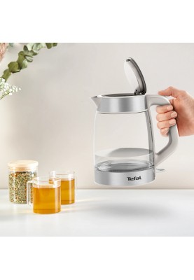 Tefal Електрочайник Glass Kettle 1.7л, скло, з підсвіткою, сріблясто-сірий