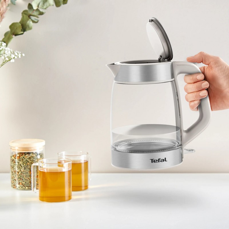 Tefal Електрочайник Glass Kettle 1.7л, скло, з підсвіткою, сріблясто-сірий