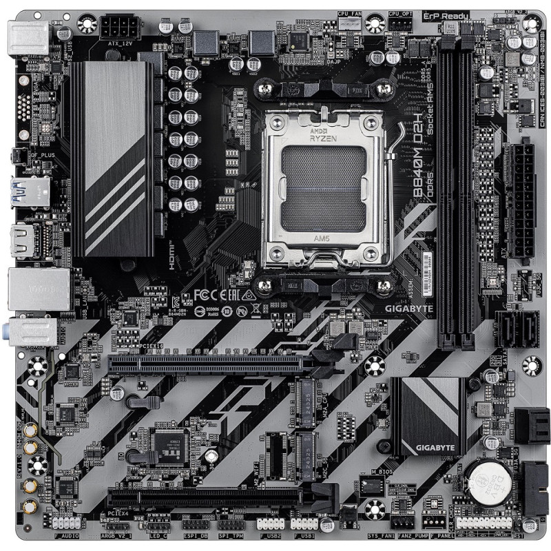 Gigabyte Материнська плата B840M D2H sAM5 B840 2xDDR5 M.2 HDMI mATX