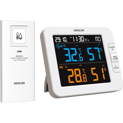 Sencor Метеостанція, внутр/зовн вимірювання, температура, вологість, час, дні тижня, календар, підтримує платформи Android та iOS, Білий Sencor Метеостанція, внутр/зовн вимірювання, температура, вологість, час, дні тижня, календар, підтримує платформи Android та iOS, Білий