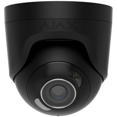 Ajax IP-Камера дротова TurretCam HL black, 8мп, 4мм, гібридне підсвічування IR 35м, білий Led 50м, Poe, True WDR, IP 65, ІЧ 35м, аудіо, 75° до 85°, купольна, чорна