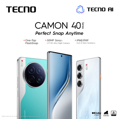 TECNO Смартфо нCamon 40 (CM5) 6.78" 8/256ГБ, 2SIM, 5200мА•год, Galaxy Black