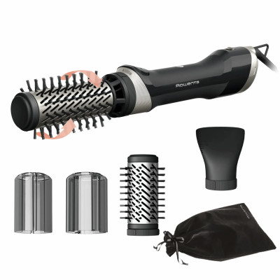 Rowenta Фен-щітка Rowenta Brush Active, 1000Вт, 3 режими, іоніз-я, хол. обдув, обгорт. насадка, 3 насадки, кераміка, чорний