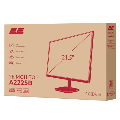 2E Монітор 2E 21.5" A2225B D-Sub, HDMI, VA, 100Hz 2E Монітор 2E 21.5" A2225B D-Sub, HDMI, VA, 100Hz