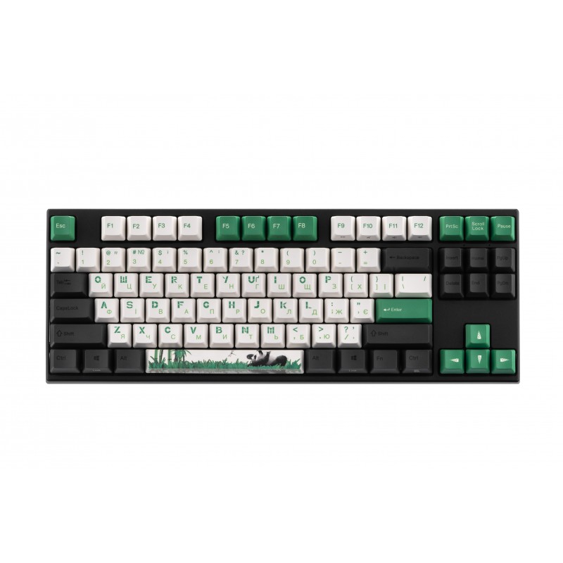 Varmilo Клавіатура механічна VEM87 Panda R2 87Key, EC V2 Ivy, USB-A, EN/UKR, White Led, Зелений