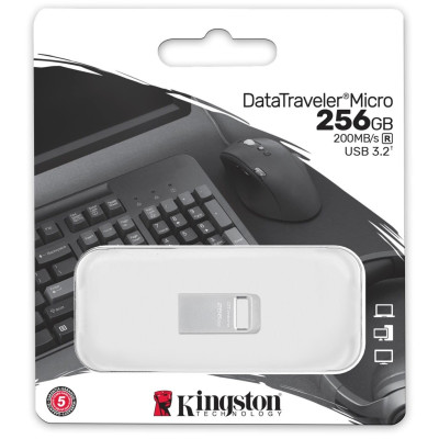 Kingston Накопичувач 256GB USB 3.2 Gen1 DT Micro R200MB/s