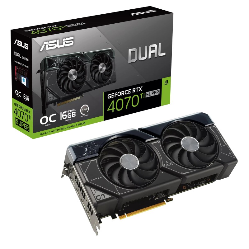 ASUS Відеокарта GeForce RTX 4070 Ti SUPER 16GB GDDR6X OC DUAL-RTX4070TIS-O16G