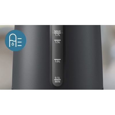 Philips Електрочайник Series 1000, Strix, пластик, мат, чорний