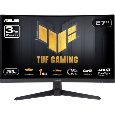 ASUS Монітор 27" TUF Gaming VG27VQM1B DVI, 2xHDMI, DP, MM, VA, 280Hz, 1ms, DCI-P3 90%, CURVED, AdaptiveSync