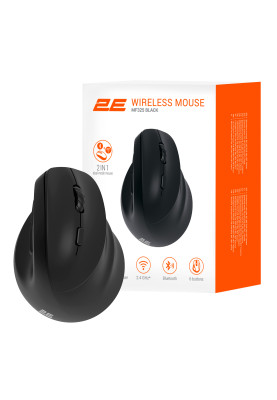 2E Миша MF325 Silent, WL/BT, вертикальна, чорний