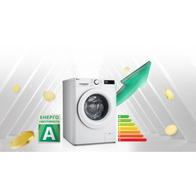 LG Пральна машина фронтальна, 10кг, 1400, A, 57см, дисплей, пара, інвертор, білий