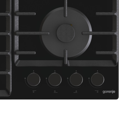 Gorenje Варильна поверхня газова на склі, 60см, чавун, чорний