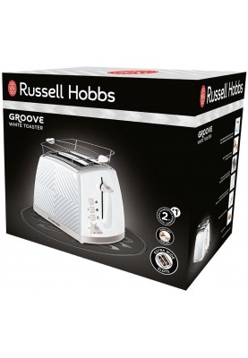 Russell Hobbs Тостер Groove 2 Slice, 850Вт, пластик, підігрів, розморож.,білий