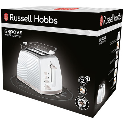 Russell Hobbs Тостер Groove 2 Slice, 850Вт, пластик, підігрів, розморож.,білий Russell Hobbs Тостер Groove 2 Slice, 850Вт, пластик, підігрів, розморож.,білий