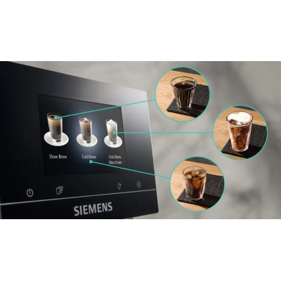 Siemens Кавомашина, 2.4л, зерно+мелена, автомат.капуч, LED-дисплей, авторецептів -19, чорний