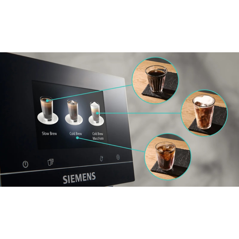 Siemens Кавомашина, 2.4л, зерно+мелена, автомат.капуч, LED-дисплей, авторецептів -19, чорний