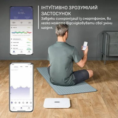 Tefal Ваги Tefal підлогові Goodvibes Sport, 200кг, Bluetooth, AAAx4 в комплекті, скло, білий