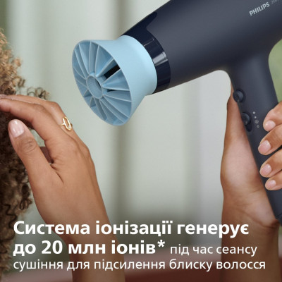 Philips Фен 3000 Series, 2100Вт, 3 режими, дифузор, іоніз-я, хол. обдув, синій
