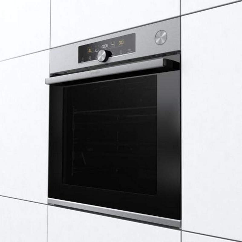 Gorenje Духова шафа електрична, 77л, A+, пара, дисплей, готування на різних рівнях, нерж