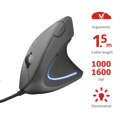 Trust Миша ERGONOMIC USB BLACK