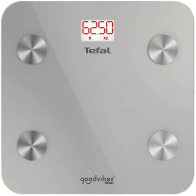 Tefal Ваги підлогові Goodvibes Life, 160кг, Bluetooth, AAAx3 в комплекті, скло, сірий