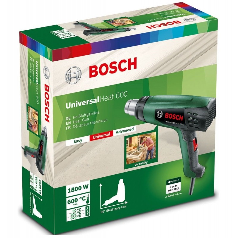 Bosch Фен будівельний UniversalHeat 600, 1800Вт, 50/300/600°C, 200/350/500л•хв, 0.53кг