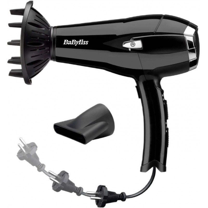 BaByliss Фен, 2000Вт, 3 режими, іоніз-я, хол. обдув, змотка шнура, чорний