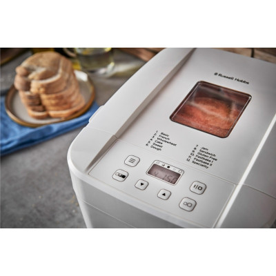 Russell Hobbs Хлібопічка 600Вт, програм-12, макс.вага -1кг, форма-прямокутник, пластик, білий