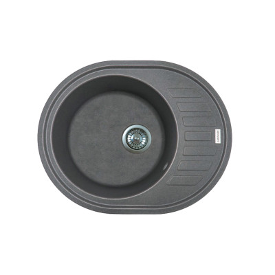 Adamant Мийка кухонная Ovum, штучний камінь, овальна, з крилом, 615х495х200мм, чаша - 1, врізна, сірий