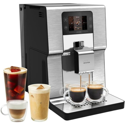 Krups Кавомашина Intuition Experience Hot&Cold, 3л, зерно, автомат.капучинатор, дисплей, авторецептів - 7, сенcор.керування, сріблястий
