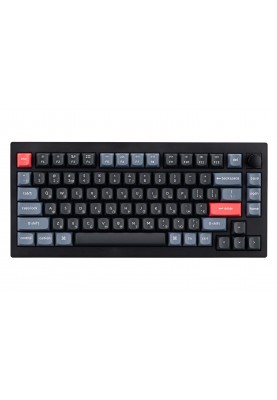 Keychron Клавіатура механічна V1 84Key, Gateron G PRO Brown, USB-A, Hot-Swap, QMK, Knob, EN/UKR, RGB, Carbon Black