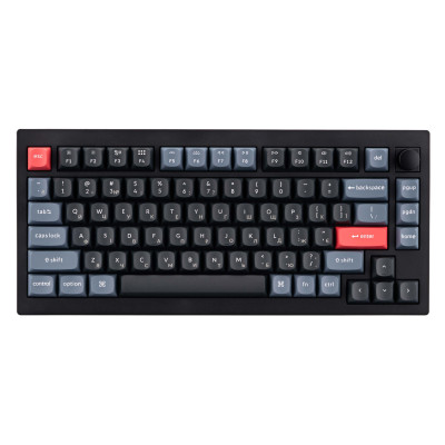 Keychron Клавіатура механічна V1 84Key, Gateron G PRO Brown, USB-A, Hot-Swap, QMK, Knob, EN/UKR, RGB, Carbon Black
