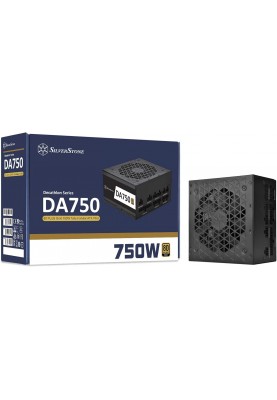 SilverStone Блок живлення Decathlon (750W), >90%, 80+ Gold, 120мм, 1xMB, 24pin(20+4), 2xCPU 8pin(4+4), 6xMolex, 8xSATA, 4xPCIe 8pin(6+2),Fully modul