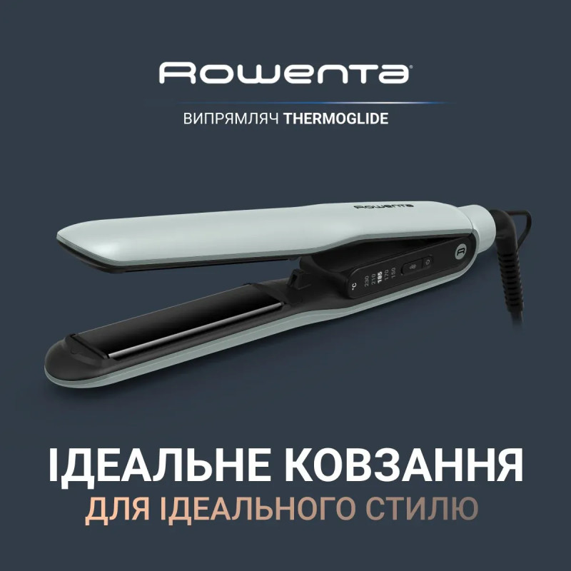 Rowenta Випрямляч Thermoglide, темп.режимів-5, 150-230С, іонізація, титан, світло-зелений