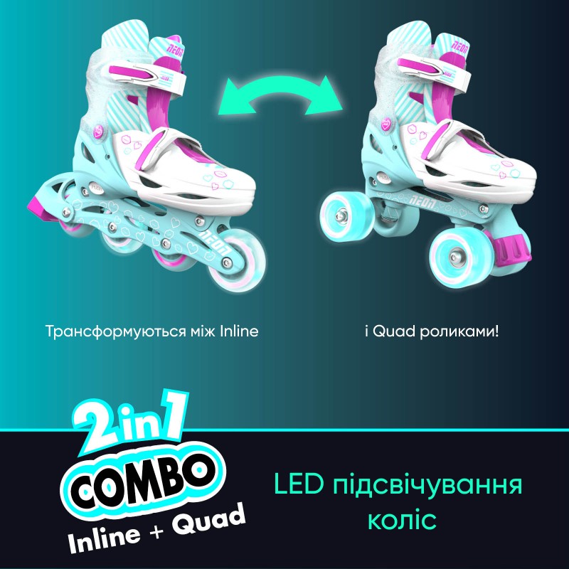 NEON Ролики COMBO SKATES Бірюзовий (Размер 30-33)