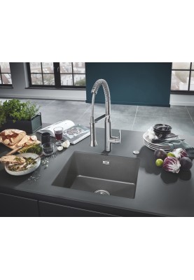 Grohe Мийка кухонна K700U, граніт, прямокут., без крила, 533x457x205мм, чаша - 1, врізна/під стільницю, сірий граніт