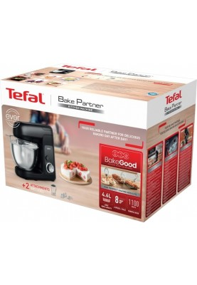 Tefal Кухонная машина Bake Partner 1100Вт, чаша-метал, корпус-пластик, насадок-6, чорний