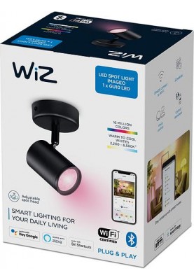 WiZ Світильник точковий накладний розумний IMAGEO Spots, 1х5W, 2200-6500K, RGB, Wi-Fi, чорний