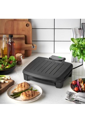 Russell Hobbs Гриль George Foreman прижимний Immersa Medium, 1300Вт, темп. режимів-1, з`ємні пластини, метал, пластик, чорний