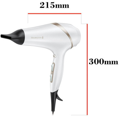 Remington Фен HydraLuxe, 2300Вт, 3 режими, дифузор, іоніз-я, хол. обдув, білий