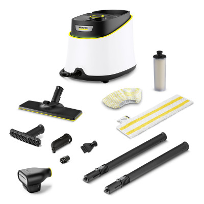 Karcher Пароочиститель SC 3 Deluxe Textile Edition, 1900Вт, 1000мл, 3.5Бар, насадка відпарювач у компл., біло-чорний