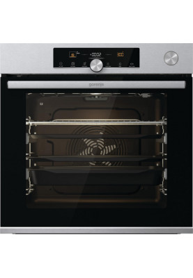 Gorenje Духова шафа електрична, 77л, A+, TouchFree, пара, дисплей, Wi-Fi керування, піроліз, готув. на різн рівнях, нерж