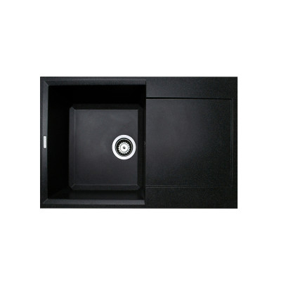 Adamant Мийка кухонная Horizon, штучний камінь, прямокут., з крилом, 780х495х230мм, чаша - 1, врізна, чорний