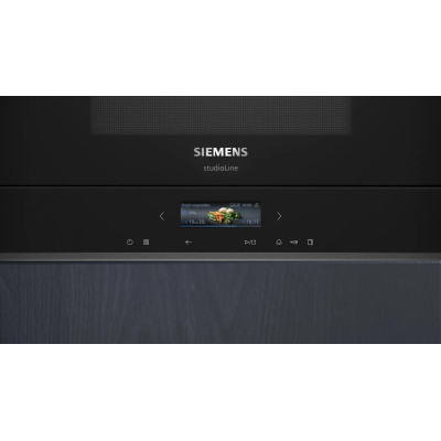 Siemens Мікрохвильова піч вбудована, 21л, електр. управл., 900Вт, гриль, дисплей, чорний