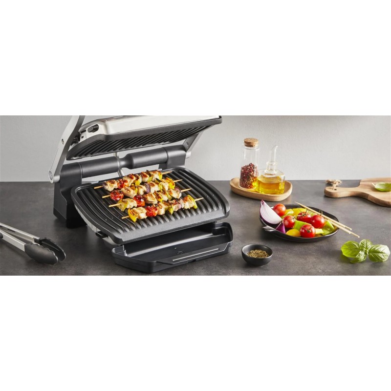 Tefal Гриль прижимний OptiGrill+ 2000Вт, темп. режимів-4, знімні пластини, алюміній, метал