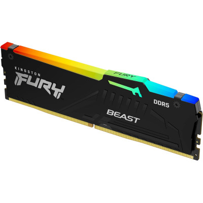 Kingston Пам'ять ПК Kingston DDR5 32GB 6000 FURY Beast RGB Kingston Пам'ять ПК Kingston DDR5 32GB 6000 FURY Beast RGB