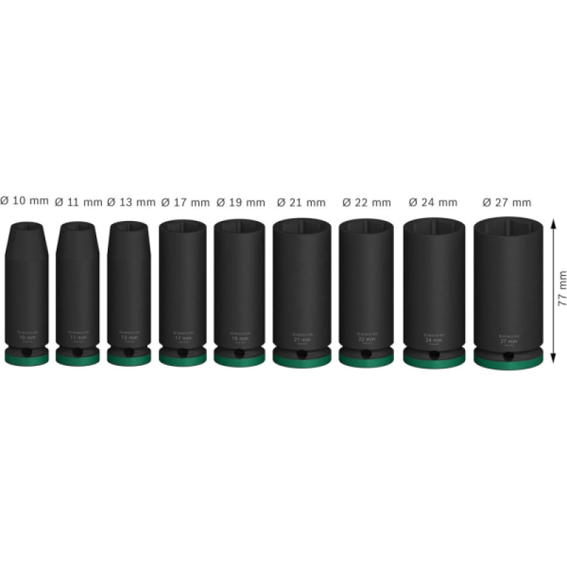 Bosch Набір ударних торцевих головок Professional Deep 9шт 1/2"
