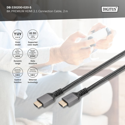 Digitus Кабель DIGITUS HDMI (M/M), 8K, Ultra High speed/Ethernet, 3м, чорний Digitus Кабель DIGITUS HDMI (M/M), 8K, Ultra High speed/Ethernet, 3м, чорний