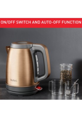 Tefal Електрочайник Coppertinto 1.7л, Strix, нержавіюча сталь, бронзовий